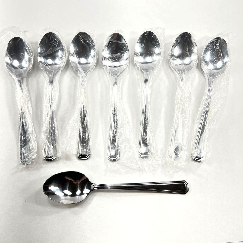 Hampton Silversmiths Soup Spoons 8 Stainless Flatware Extras Replacement HSV188